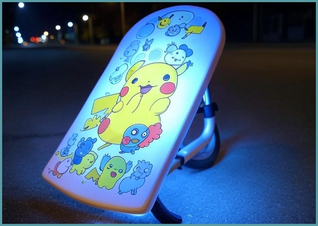 산리오 포켓몬 캐릭터 LED 라이트 자전거 킥보드 바닥 조명, 1개, 1