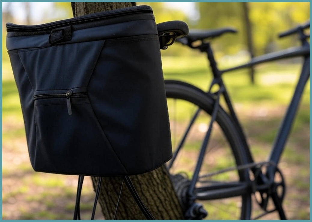 영스빌 자전거 프레임 방수가방 핸드폰 거치 지퍼, 블랙, 1개