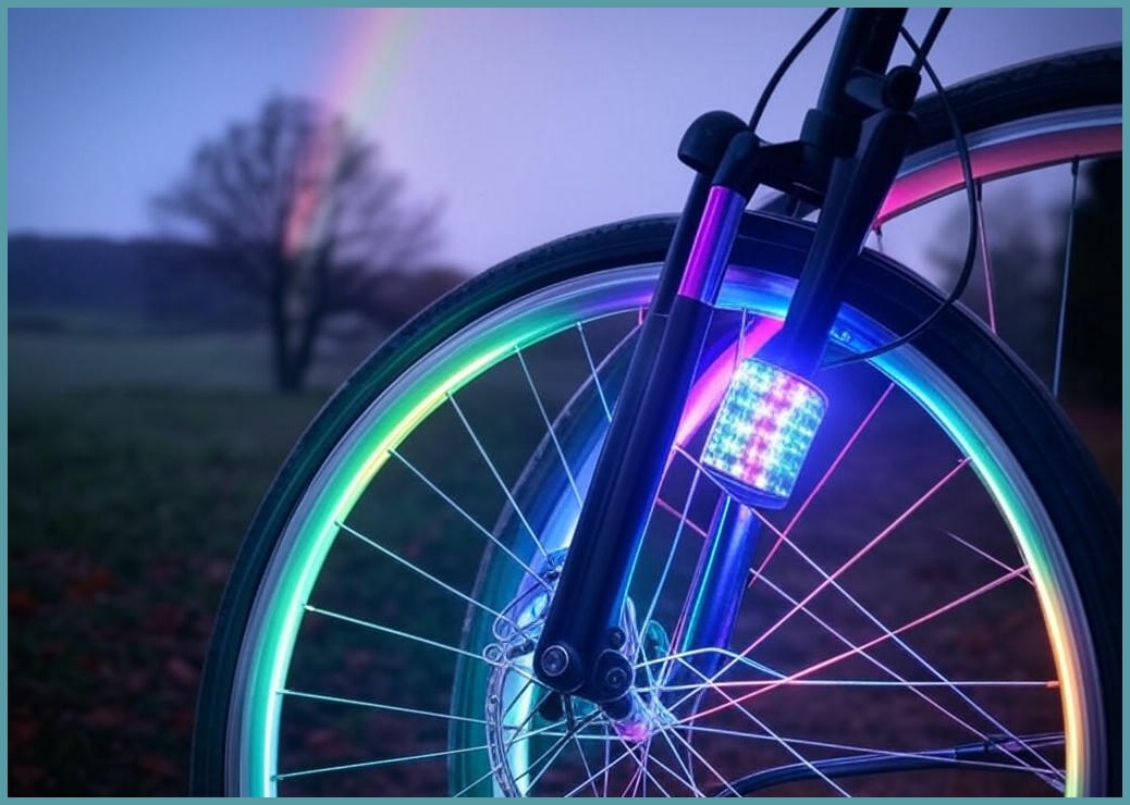 자전거 휠 라이트 LED 안전등 스틱, 2개, 무지개